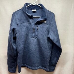 Columbia Mens Fleece Pullover‎ Small Blue 1/4 Zip Long Sleeve Mock Neck